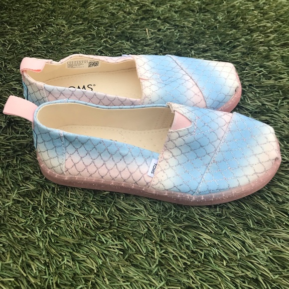 Toms Other - TOMS Glitter Mermaid Rainbow Pink and Blue Little Girl Slip On Shoes
